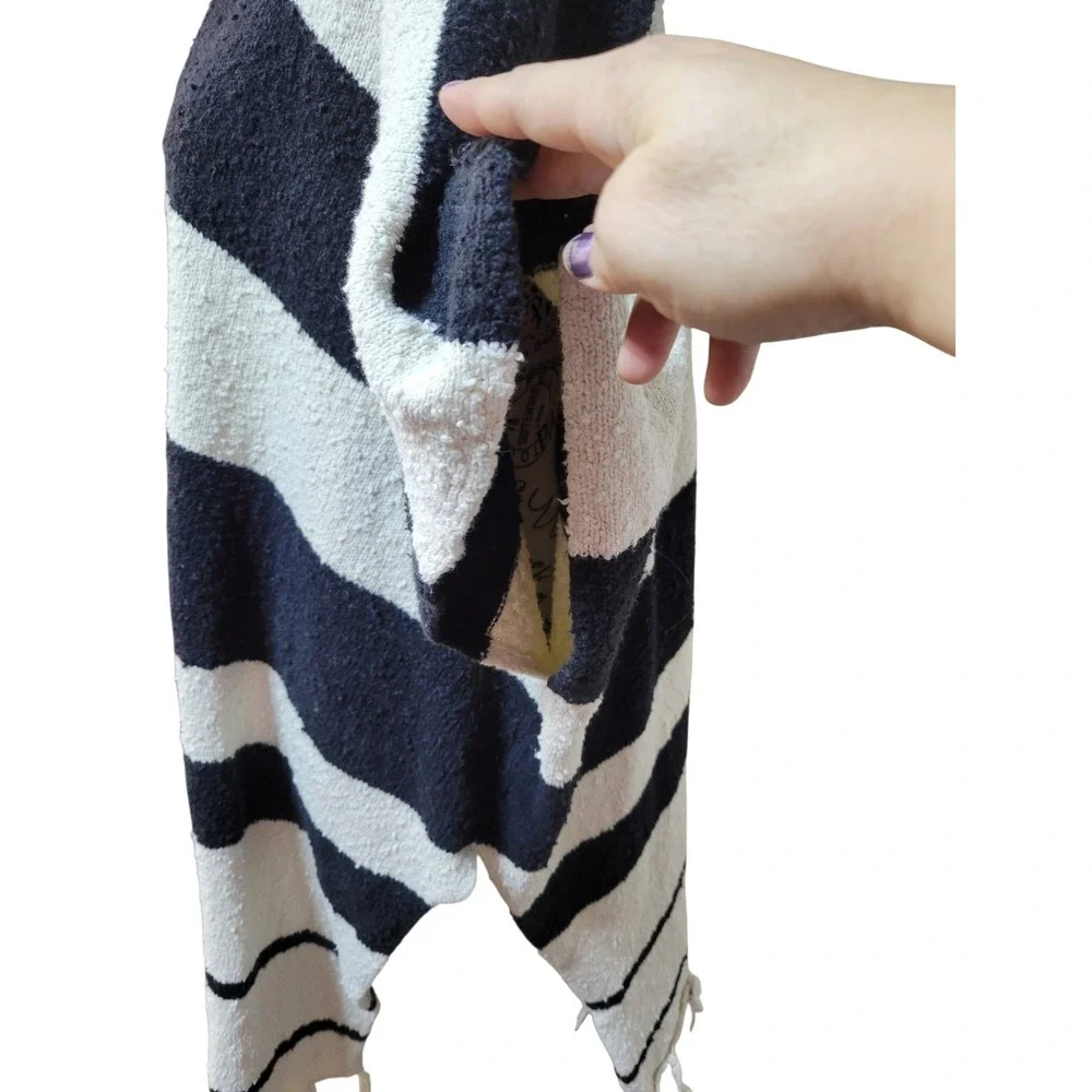 By‎ Together Black and Cream Striped Shrug M/L Boho-chic  Oversized Scandi Style